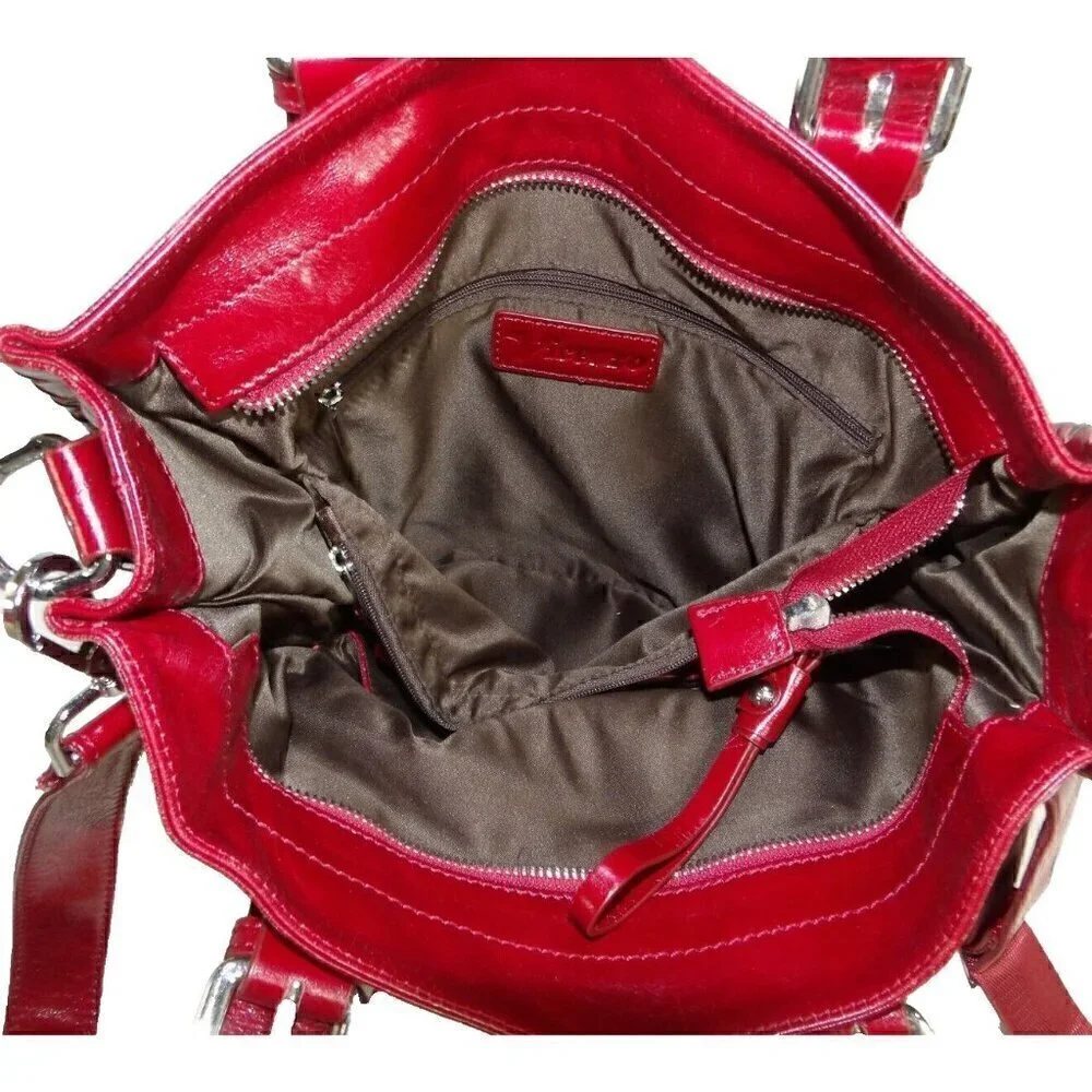 VICENZO red leather tote, shoulder bag, handbag, purse